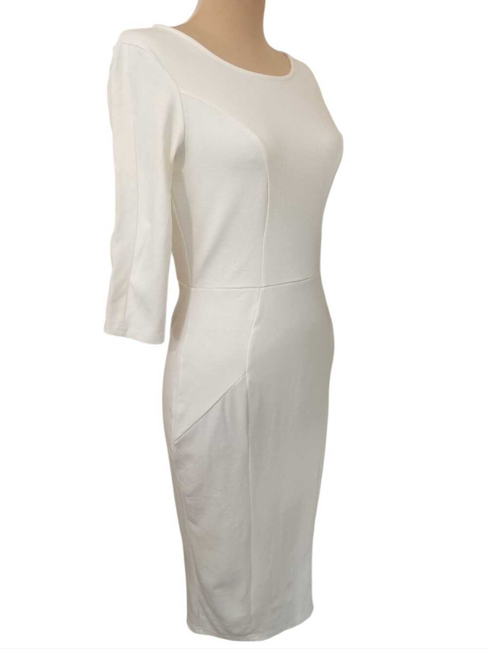 UNIQUE VINTAGE Ivory Princess Seam Pencil Dress - Size M - Picture 5 of 16